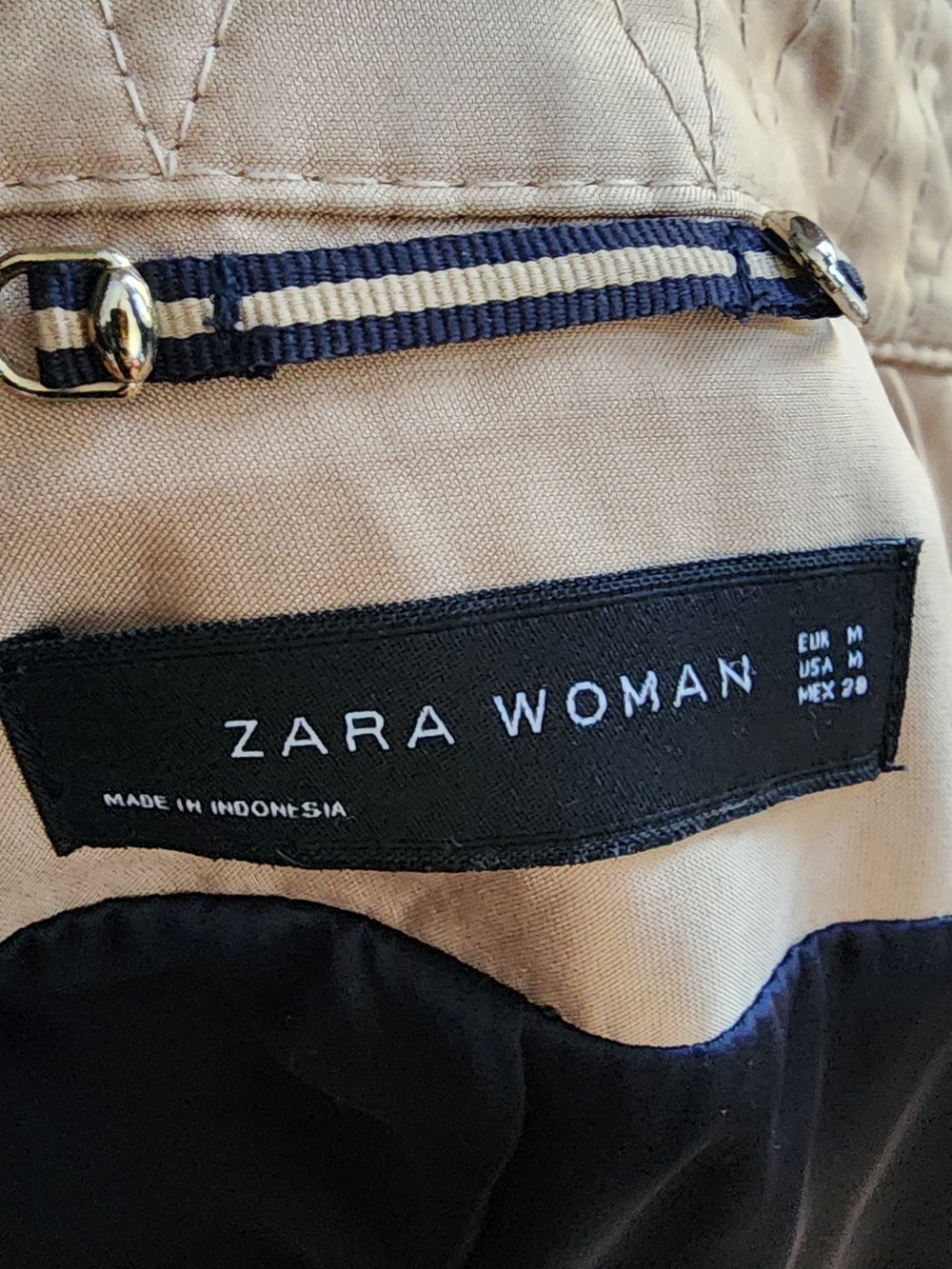 Zara Woman Beige and Navy Trench Coat